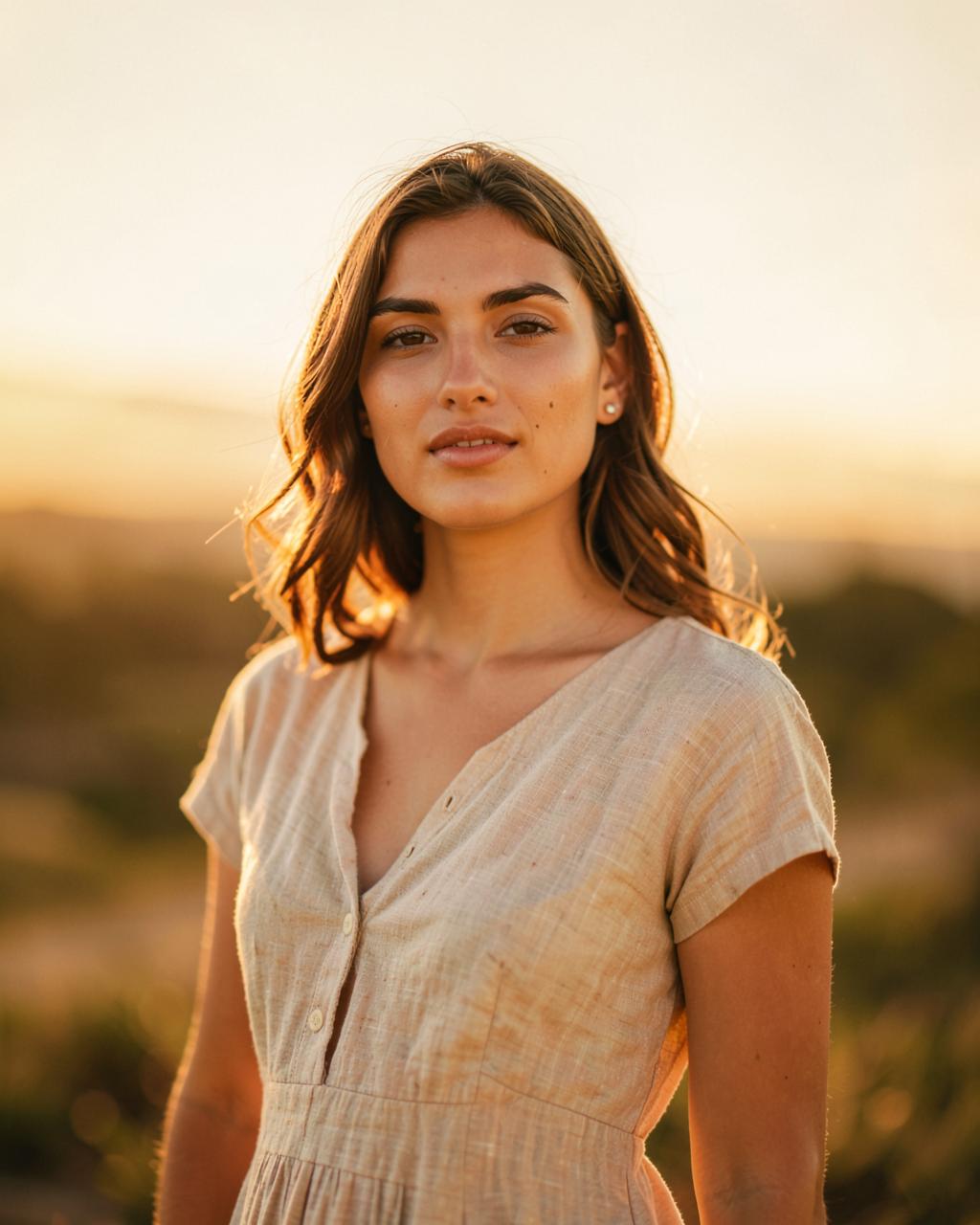A woman smiling in warm evening light